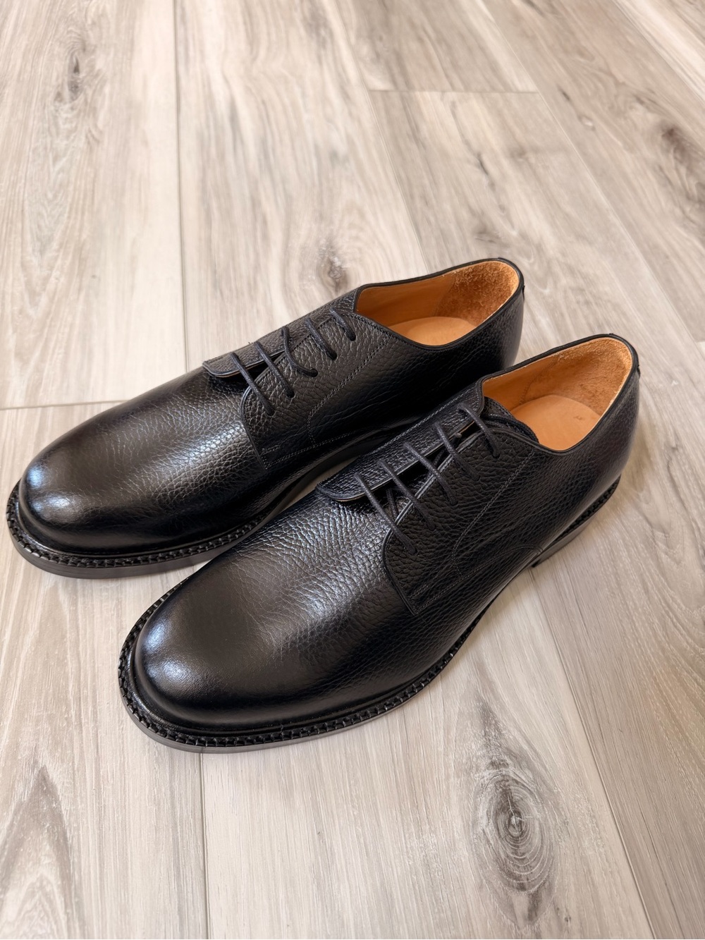 Beckett Simonon Anders Derby Black Pebble Leather Shoes Mens 8.5 NWOT